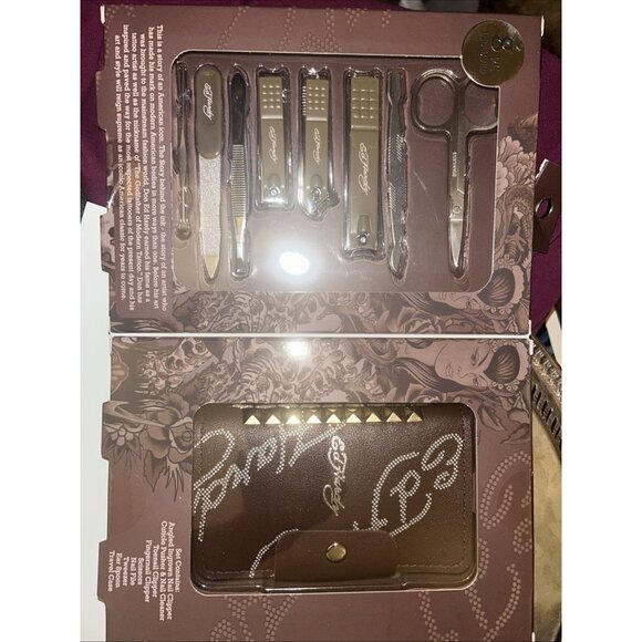 Ed Hardy Men’s 8pc Grooming Set W/Travel Case Clippers Scissors File Tweezers - Picture 5 of 7